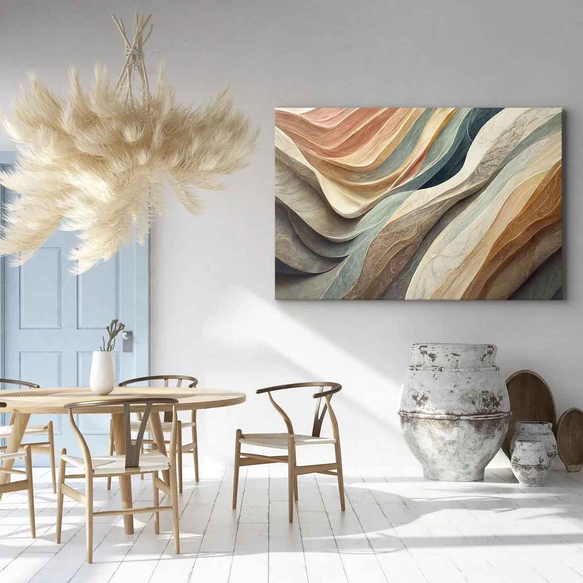 Schilderen op canvas - Abstracte golven in pasteltinten - 70x50cm - Het moment vóór de verandering - Moderne wanddecoratie voor woonkamer en slaapkamer ARTTOR