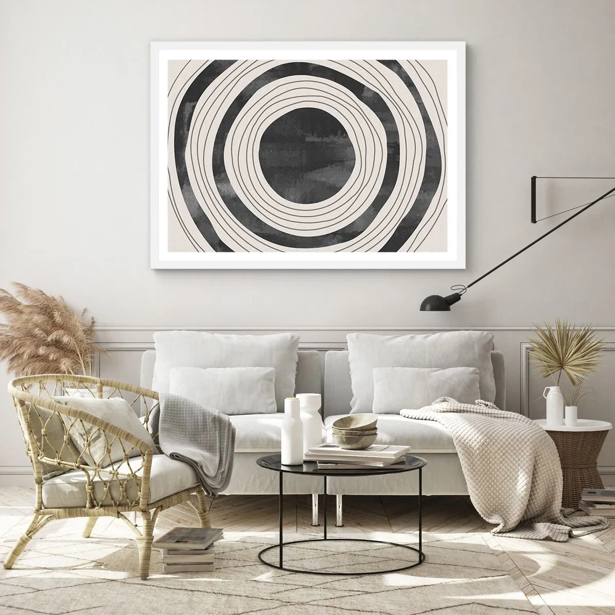 Poster in een witte lijst - Precies op het punt - 100x70 cm