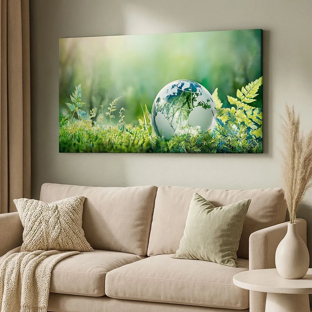 Schilderen op canvas - De groene planeet - 100x40 cm