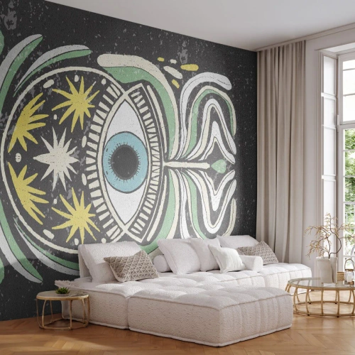 Fotobehang op maat Zelfklevend Deluxe Sticker - Tribale rituelen - Boho, Oog, Pastel