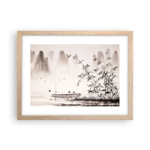 Een poster in een licht eiken lijst - De stilte van de rijstvelden - 40x30 cm