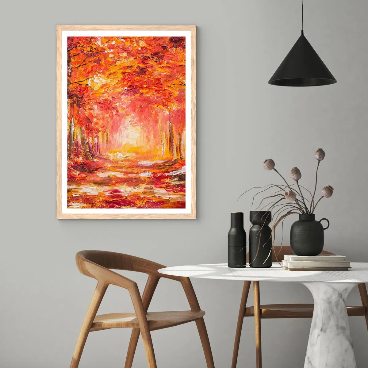 Een poster in een licht eiken lijst - Koperen bos - 70x100 cm