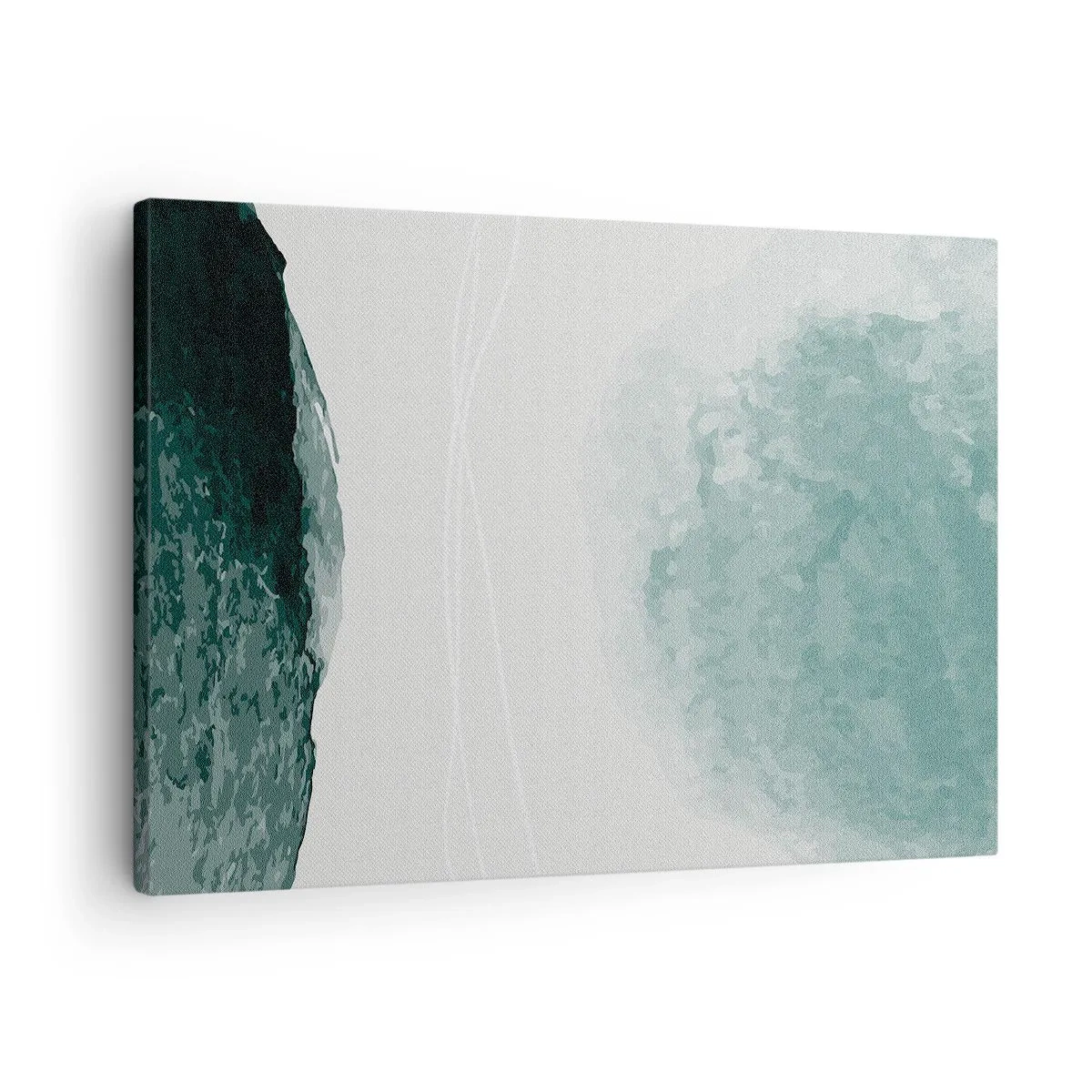 Schilderen op canvas - Een delicate abstracte compositie in groentinten met subtiele vormen op een lichte achtergrond. - 70x50cm - Ontmoeting met de mist - Moderne wanddecoratie voor woonkamer en slaapkamer ARTTOR