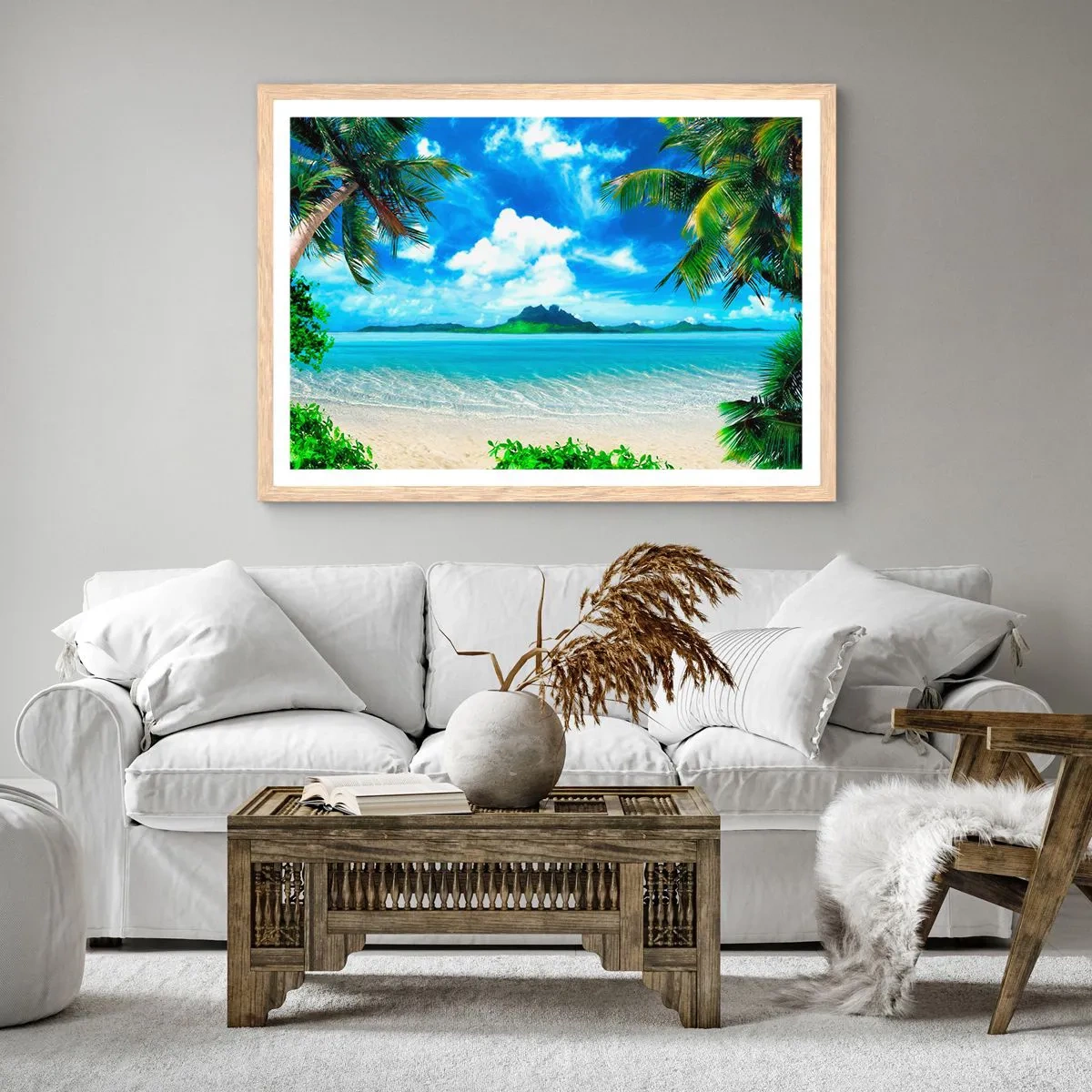 Een poster in een licht eiken lijst - Het azuur van de tropen - 40x30 cm