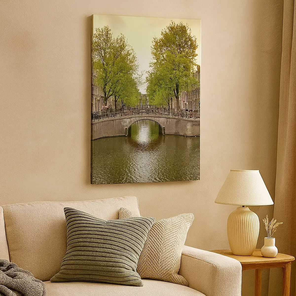 Schilderen op canvas - Met de boot of met de fiets? - 50x70 cm