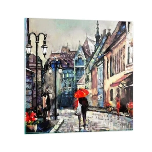 Schilderen op glas - Regen voor twee - 60x60 cm
