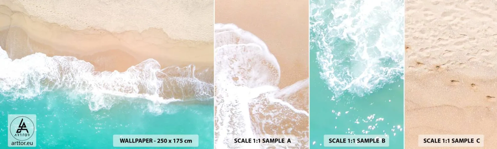 Fotobehang Staaltje Standard Eco - Een strelende aanraking - Landschap, Zee Golf, Strand - 100x30 cm