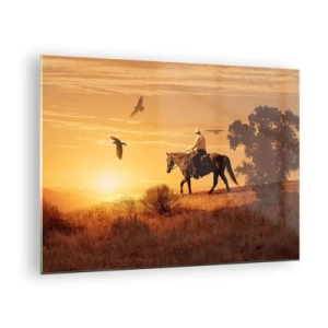 Schilderen op glas - Alleen door de prairie - 70x50cm - Alleen over de prairie - Moderne wanddecoratie voor woonkamer en slaapkamer ARTTOR
