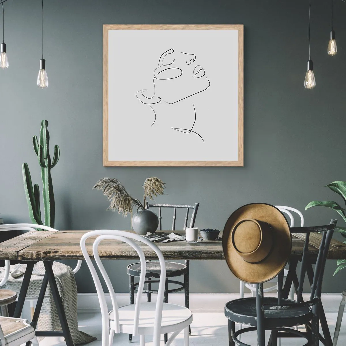 Een poster in een licht eiken lijst - De wendingen van dromen - 50x50 cm