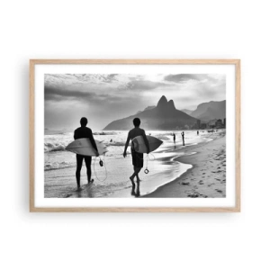 Een poster in een licht eiken lijst - Enkele golf samba - 70x50 cm