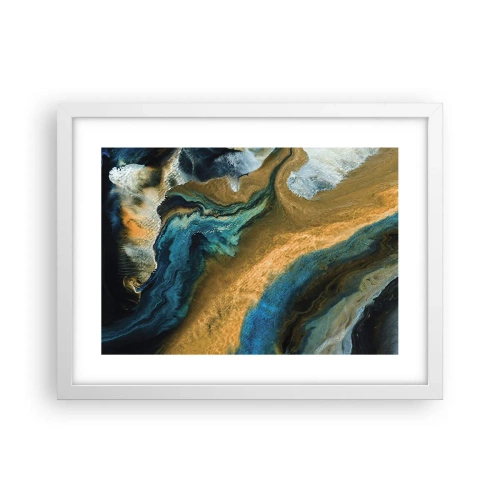 Poster in een witte lijst - Blauw - geel - wederzijdse invloeden - 40x30 cm