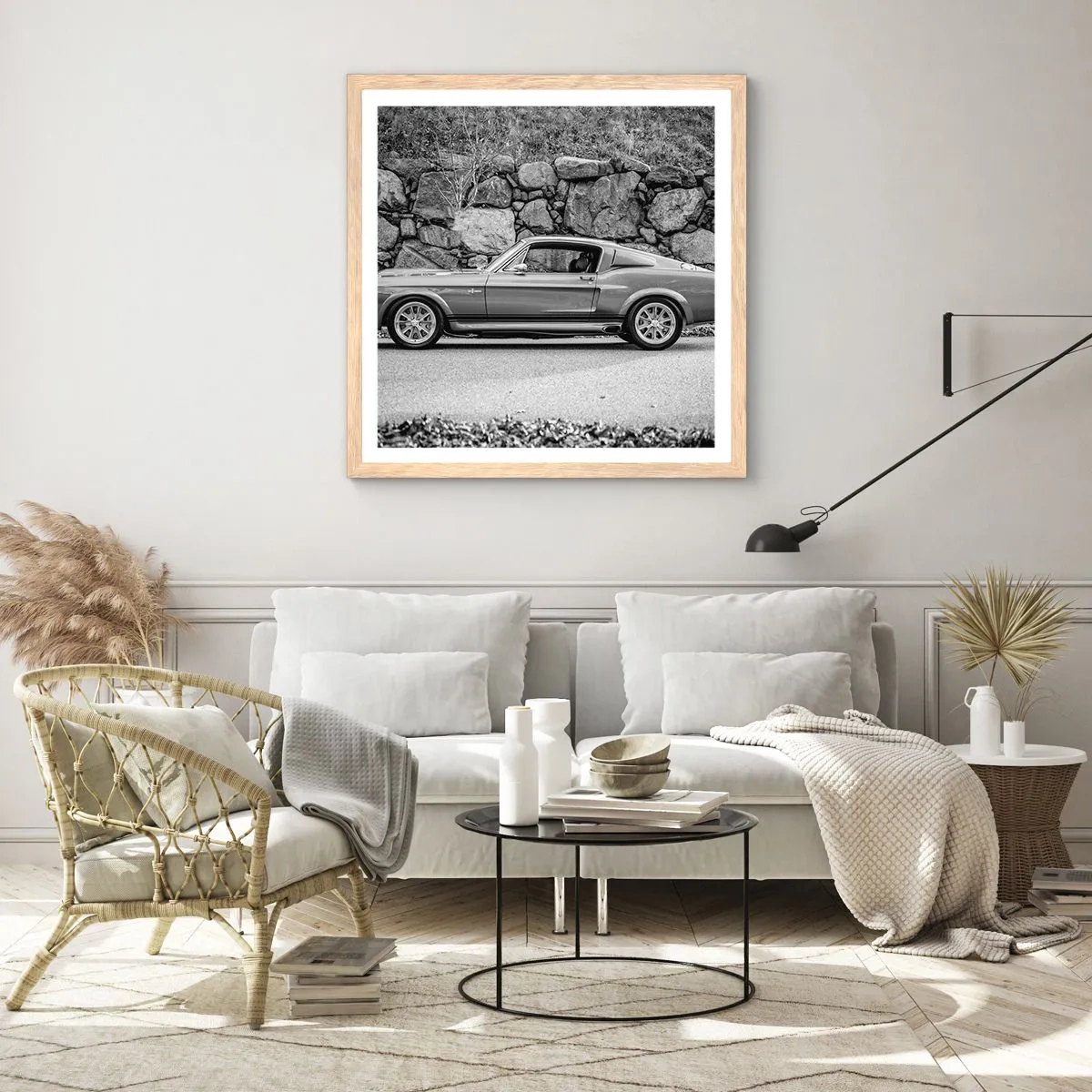 Een poster in een licht eiken lijst - De legende van de jaren 60 - 50x50 cm