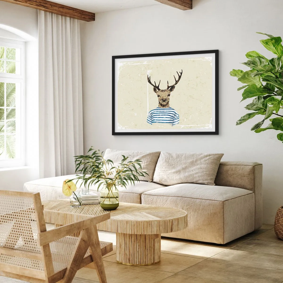Poster in een zwarte lijst - Omdat ik van gestreepte t-shirts hou! - 100x70 cm
