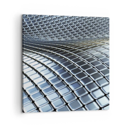 Schilderen op canvas - Metallic zilveren golf - 60x60 cm