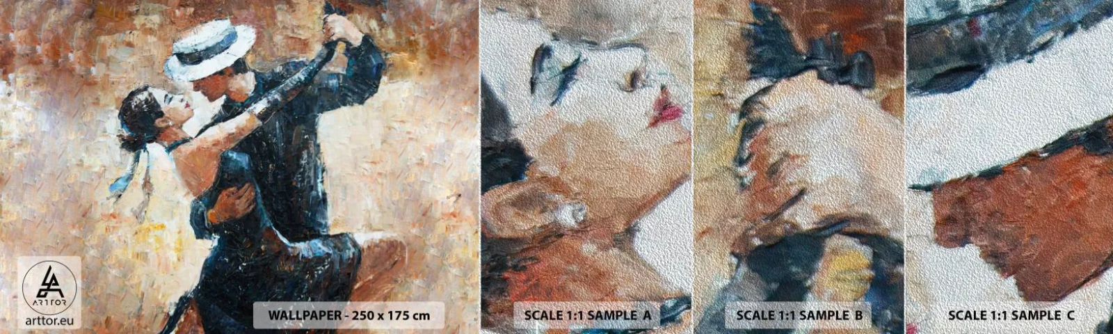 Fotobehang Monster Premium Sand - A la Rudolf Valentino - Abstractie, Dans, Tango - 100x30 cm