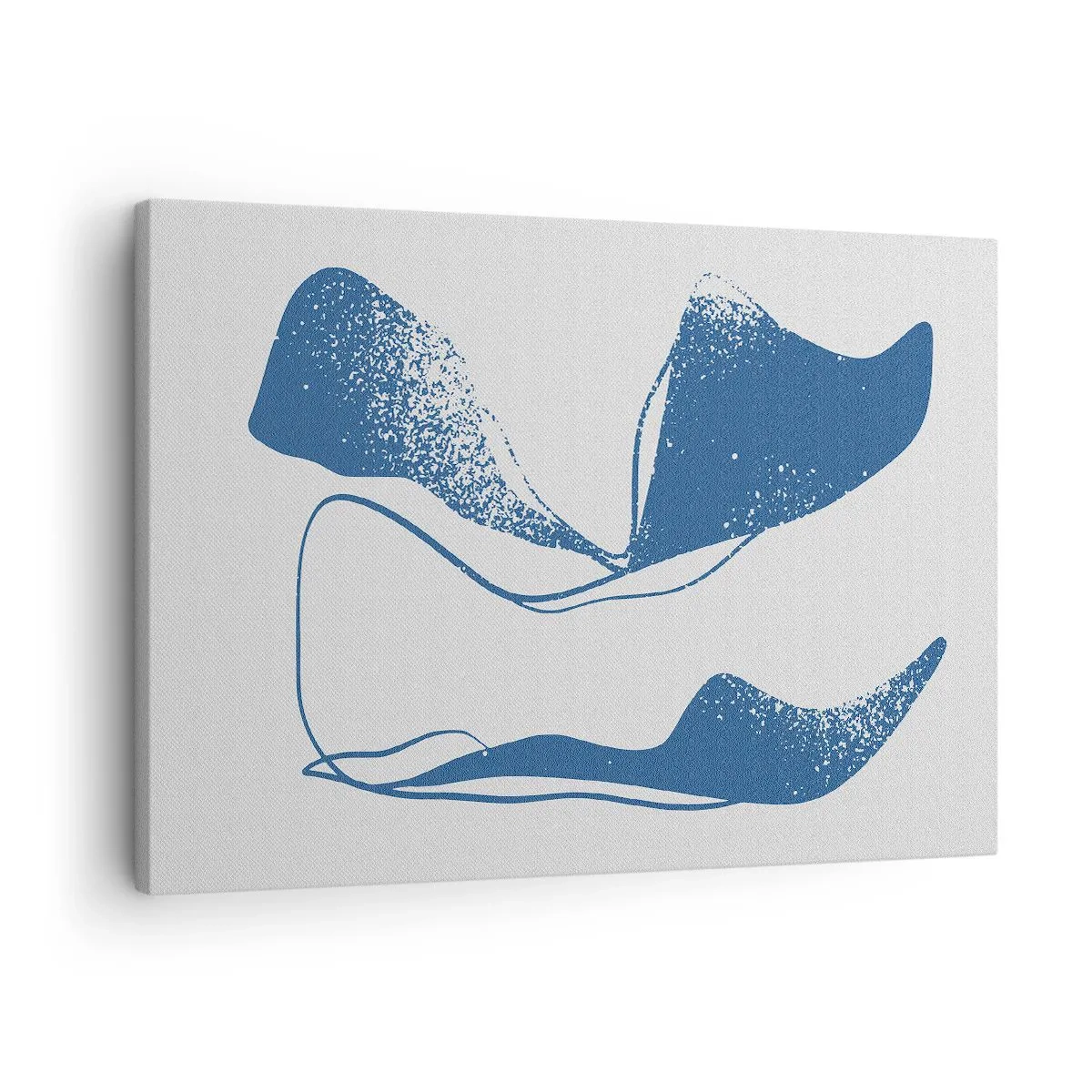Schilderen op canvas - Abstracte vormen in blauwe tinten op een witte achtergrond - 70x50cm - Gevleugelde abstractie - Moderne wanddecoratie voor woonkamer en slaapkamer ARTTOR