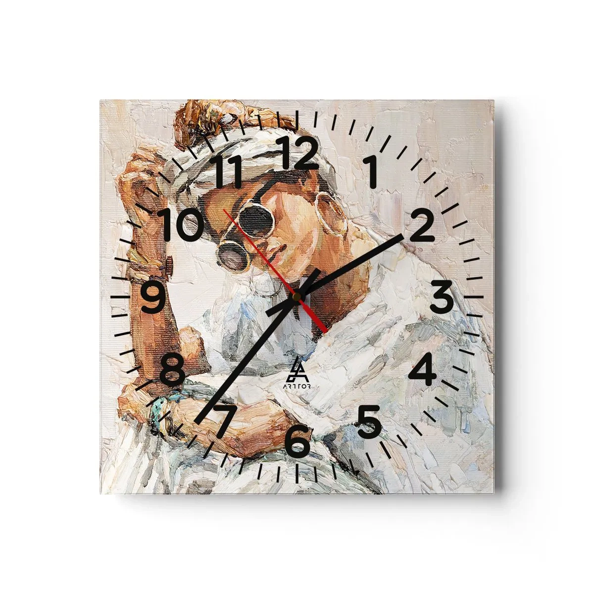 Wandklok - Klok - Portret in de volle zon - 30x30 cm