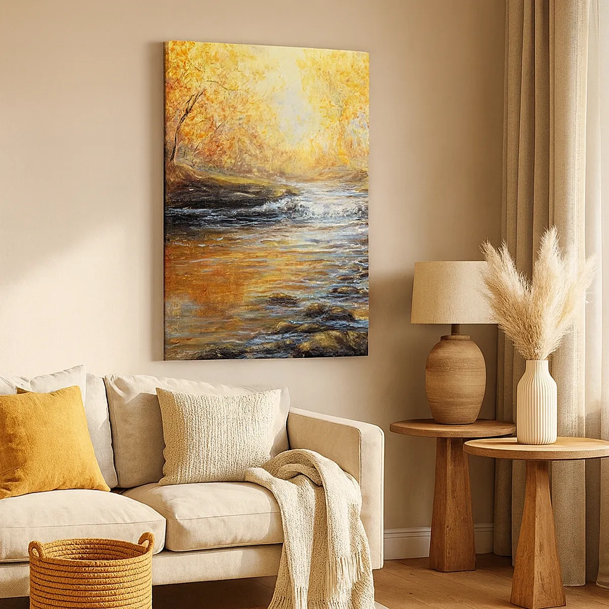 Schilderen op canvas - De gouden stroom - 50x70 cm