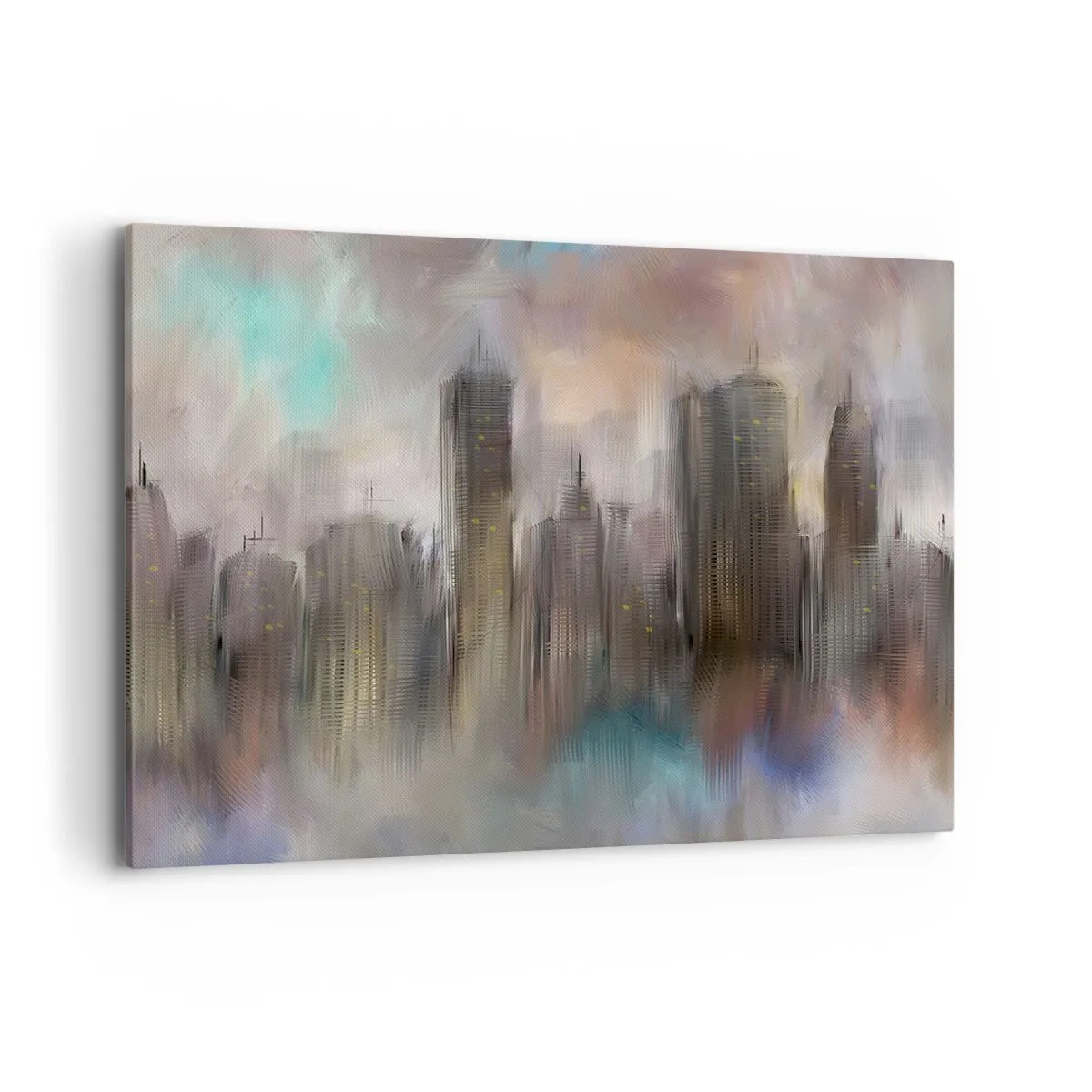 Schilderen op canvas - Een compositie van staal, steen en mist - 120x80 cm