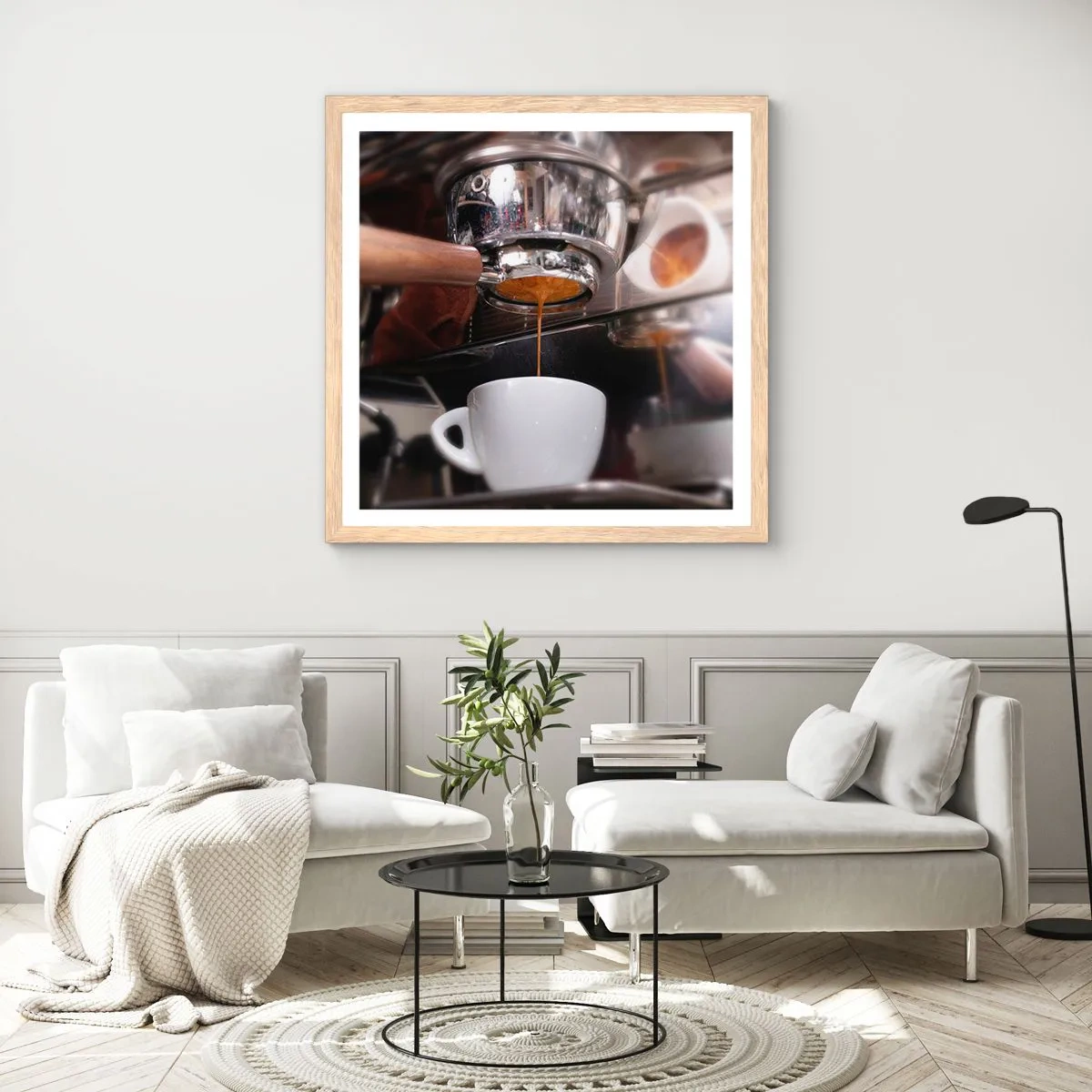 Een poster in een licht eiken lijst - Goede tijd van de dag - 60x60 cm