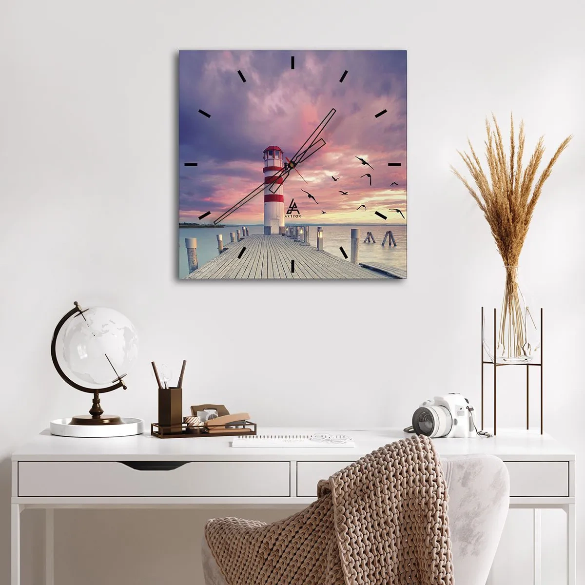 Wandklok - Klok - Het is tijd naar de haven te gaan - 40x40 cm