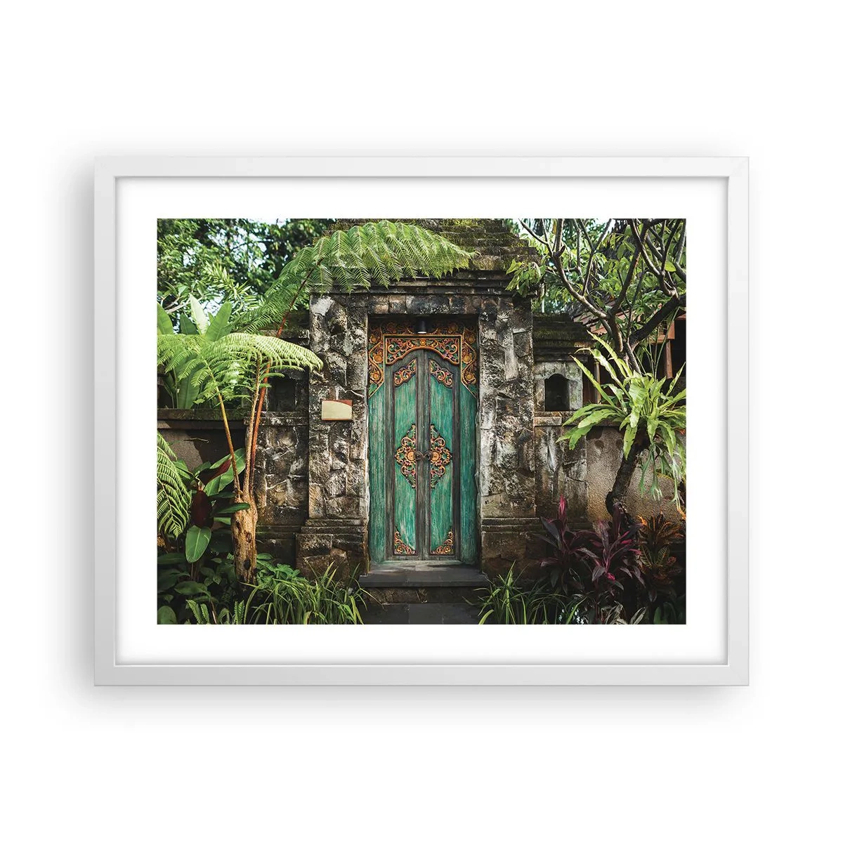 Poster in een witte lijst - Een deur naar een exotische wereld - 50x40 cm