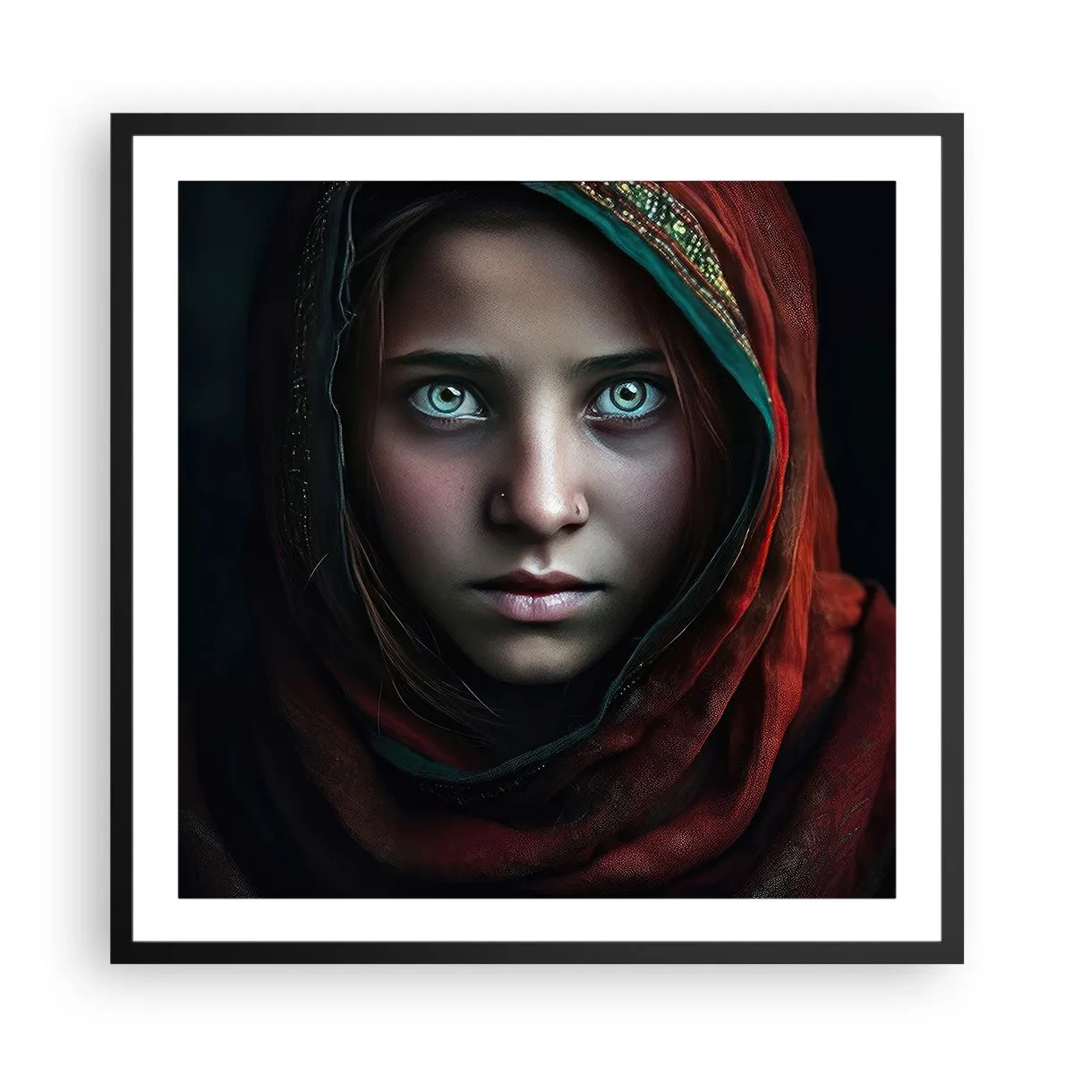 Poster in een zwarte lijst - Oosterse prinses - 60x60 cm
