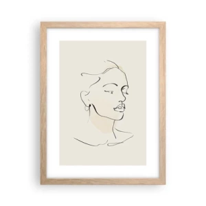 Een poster in een licht eiken lijst - Een bepaalde lijn - 30x40 cm