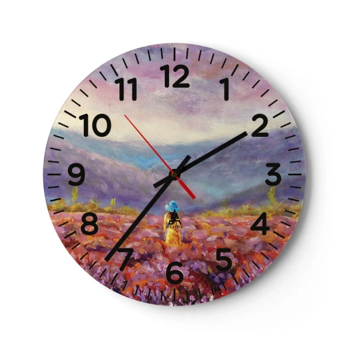 Wandklok - Klok - In een lavendelwereld - 30x30 cm