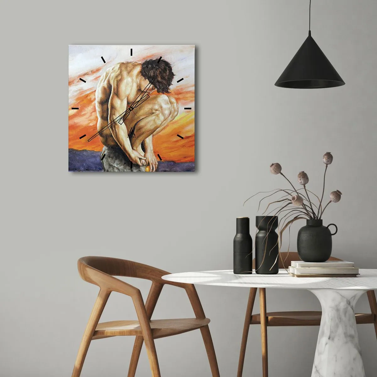 Wandklok - Klok - Ondergedompeld in zichzelf - 40x40 cm