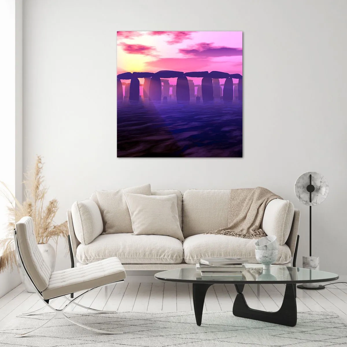 Schilderen op glas - Mysterie bij zonsopgang in de mist - 50x50 cm