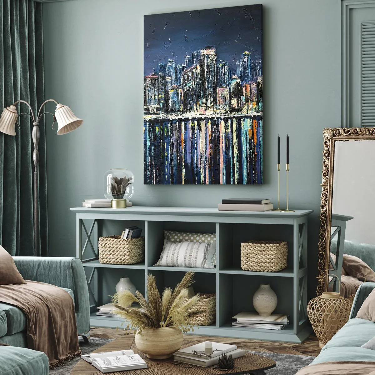 Schilderen op canvas - Cascade van lichten - 70x100 cm