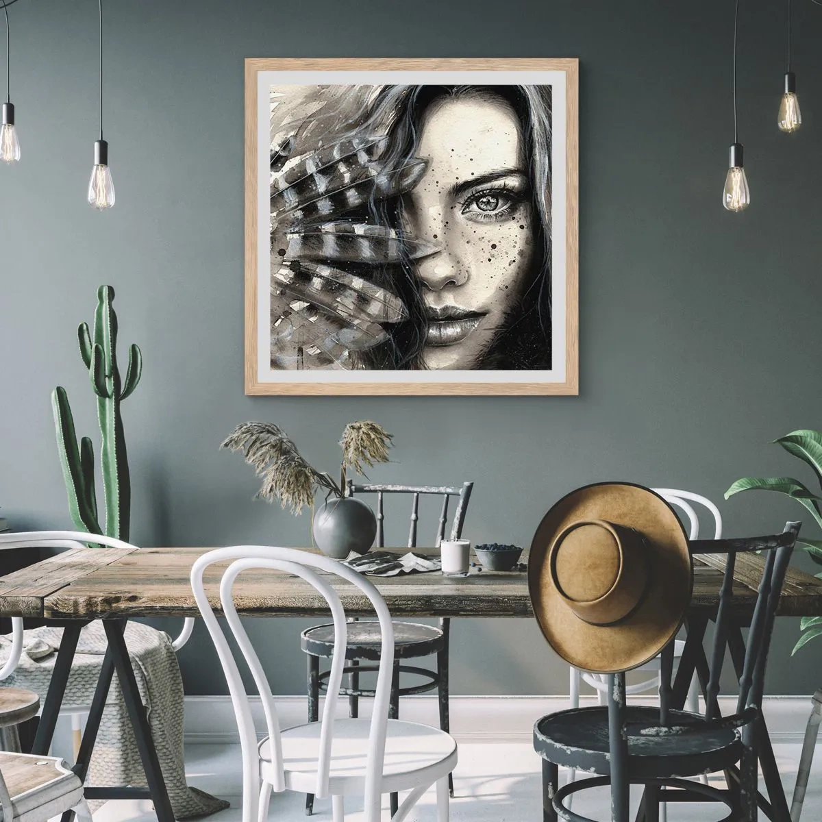 Een poster in een licht eiken lijst - Wilde schoonheid - 60x60 cm