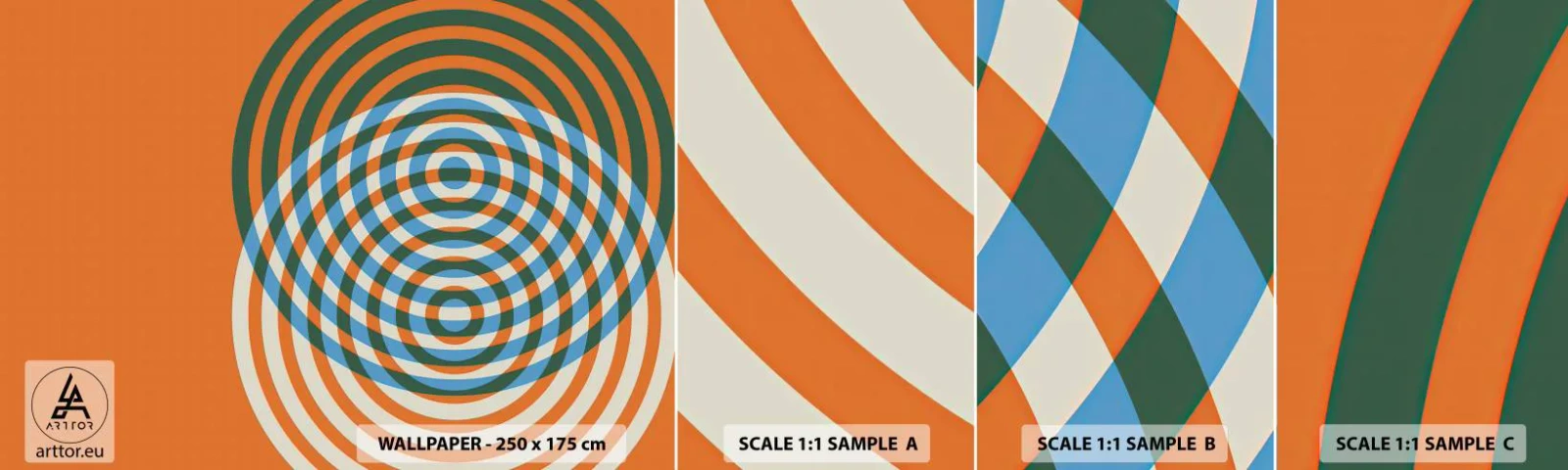 Fotobehang Monster Zelfklevend Deluxe Sticker - Abstracte circulaire variatie - Abstractie, Deel, Districten - 100x30 cm