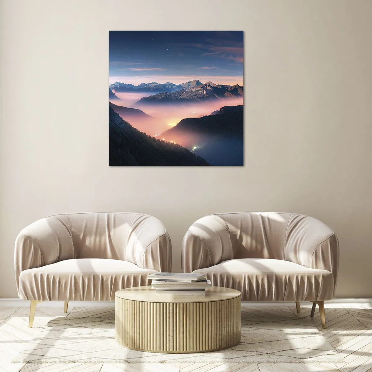 Schilderen op glas - Licht in de dalen - 70x70 cm