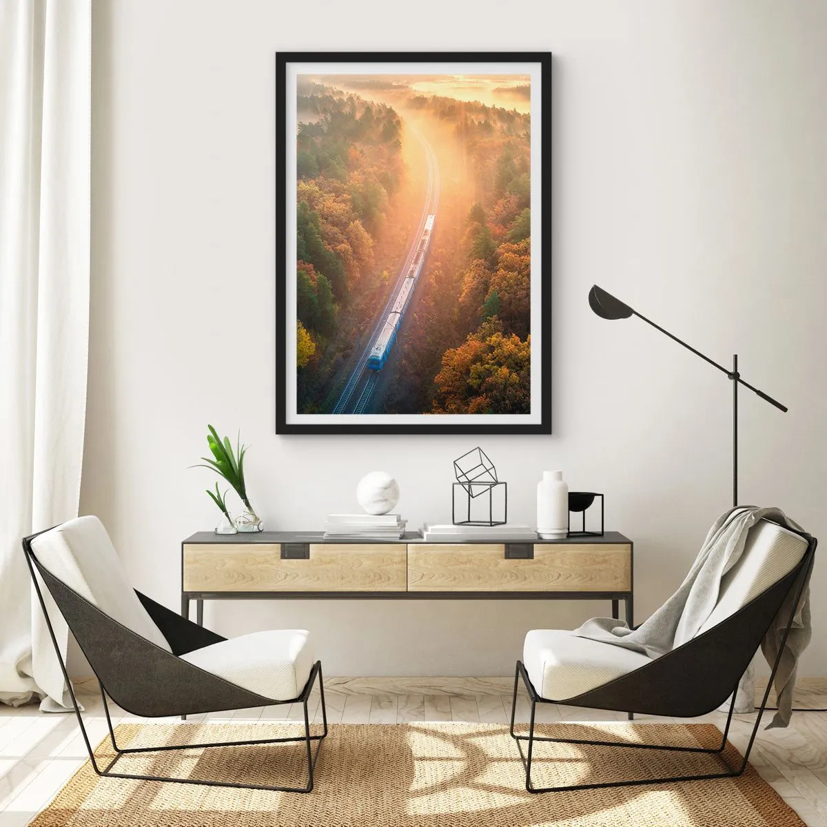 Poster in een zwarte lijst - Herfst reis - 61x91 cm