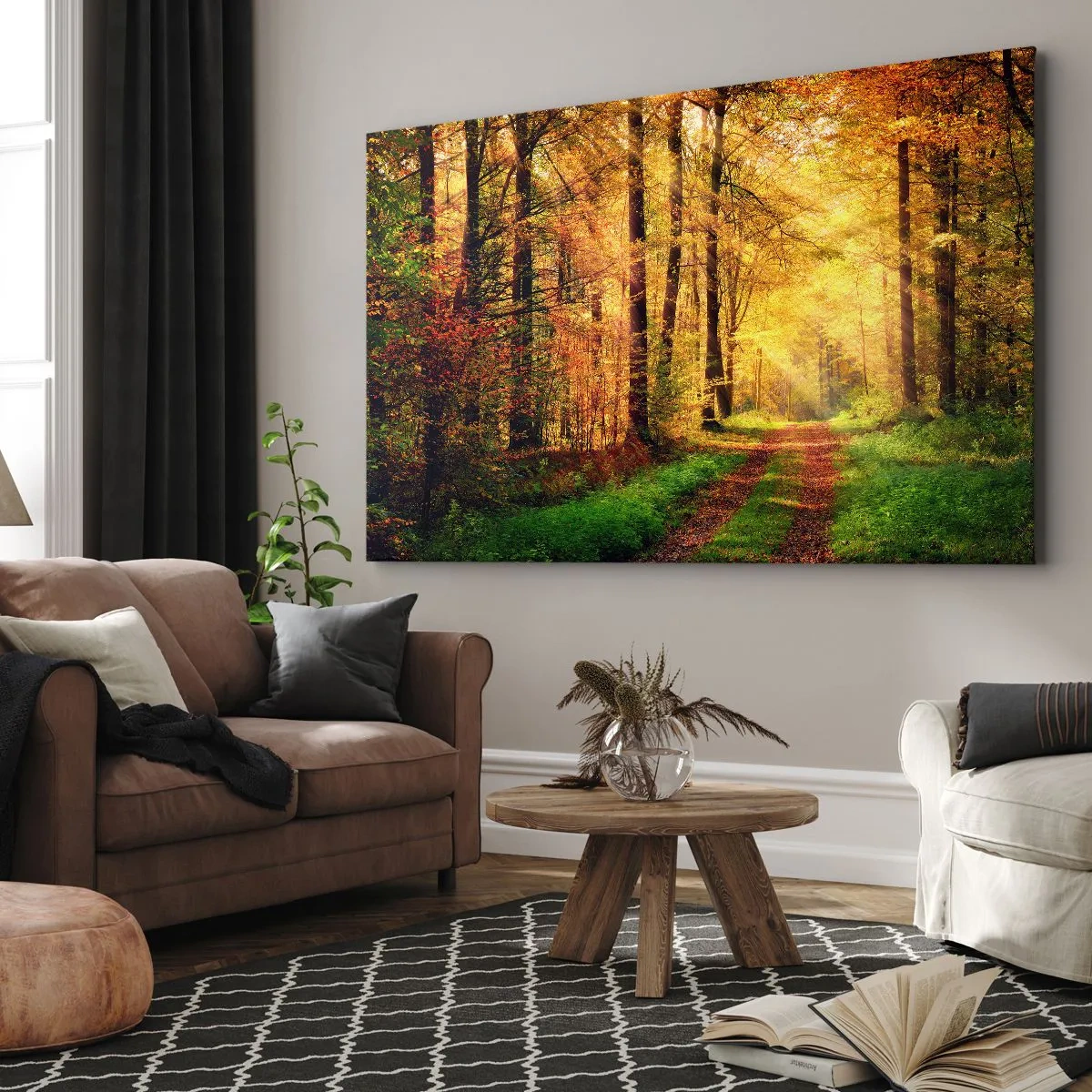 Schilderen op canvas - Bos-gouden stilte - 120x80 cm