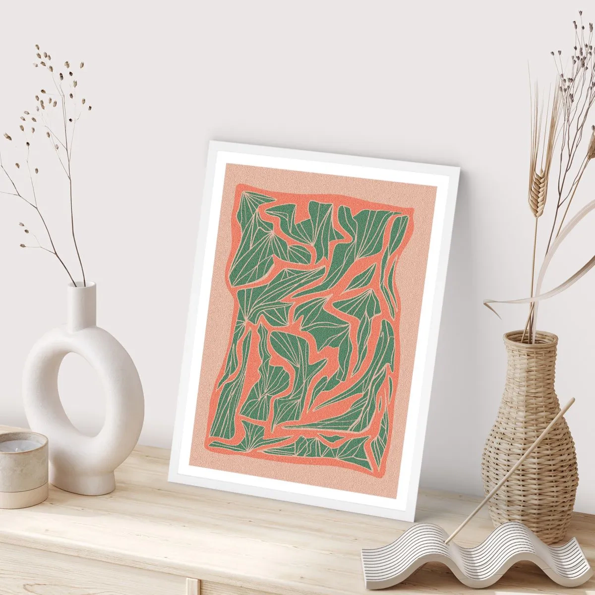 Poster in een witte lijst - De strijd tussen koraal en groen - 40x50 cm