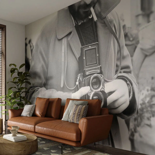 Zelfklevend Fotobehang Deluxe Sticker - Retro stijl - Camera, Vintage, Camera - 100x70 cm