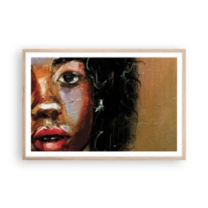 Een poster in een licht eiken lijst - Zwart en gloed - 91x61 cm