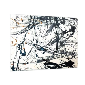 Schilderen op glas - Dynamische verfspatten op een witte achtergrond - 70x50cm - Expressionistische abstractie - Moderne wanddecoratie voor woonkamer en slaapkamer ARTTOR