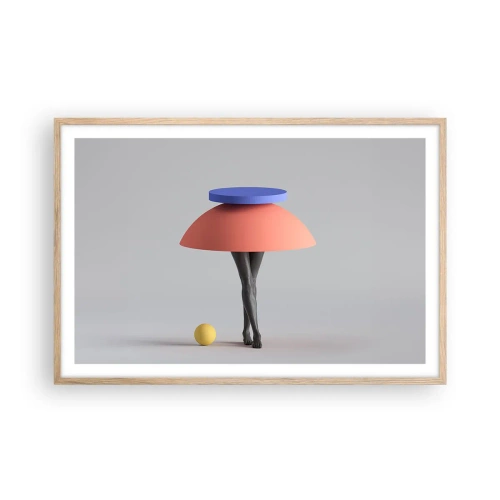 Een poster in een licht eiken lijst - Surrealistische compositie - 91x61 cm