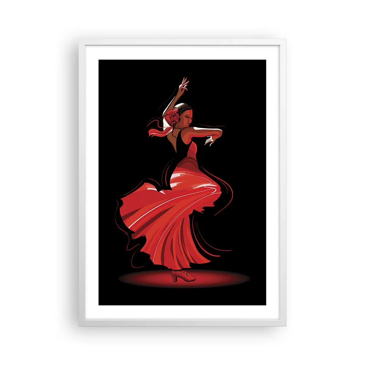 Poster in een witte lijst - De vurige geest van flamenco - 50x70 cm