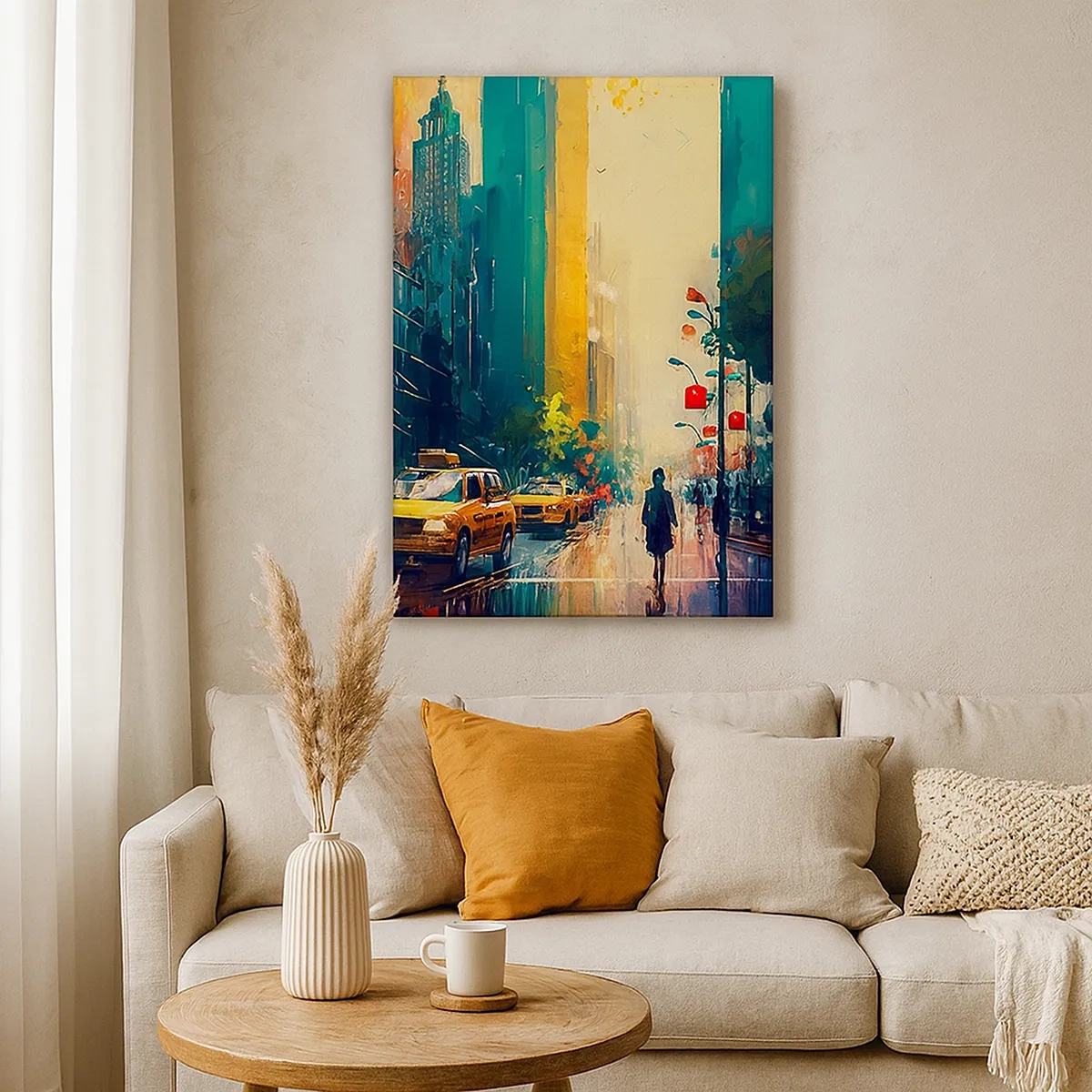 Schilderen op canvas - New York – zelfs de regen is hier kleurrijk - 50x70 cm