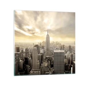 Schilderen op glas - New York geweven van grijs - 30x30 cm
