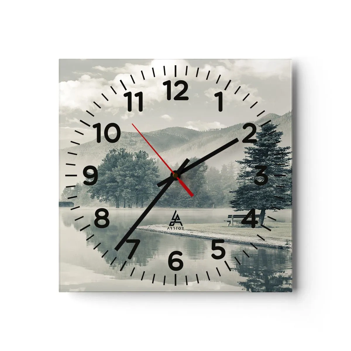 Wandklok - Klok - Het meer slaapt nog - 30x30 cm