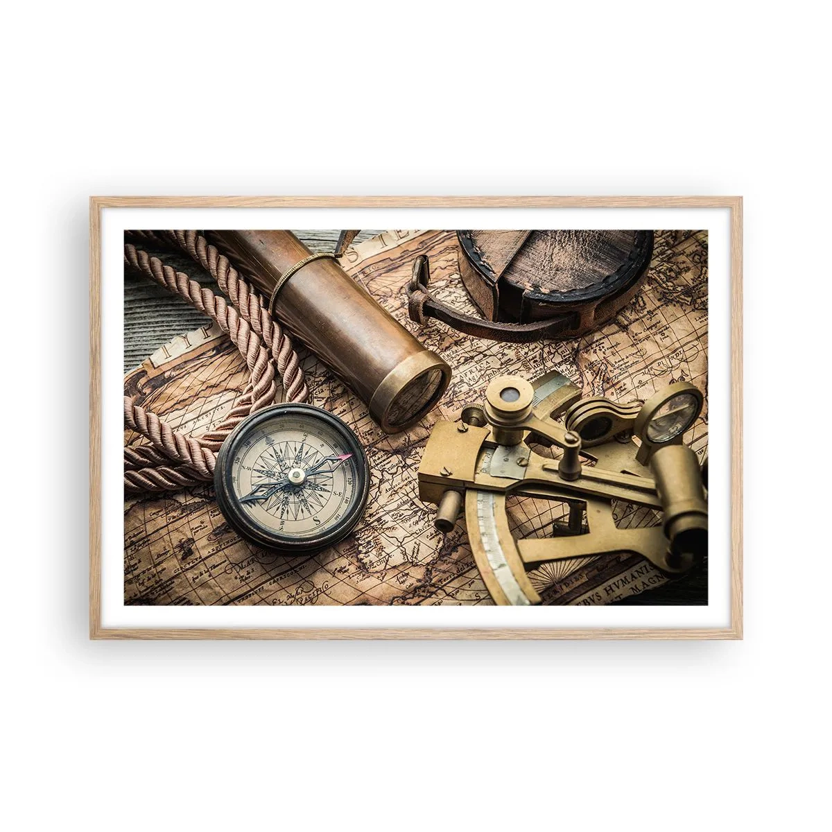 Een poster in een licht eiken lijst - Zet koers - 91x61 cm