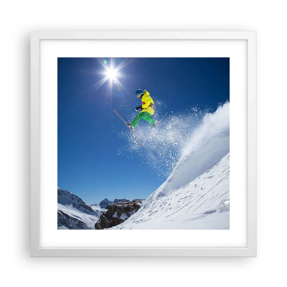 Poster in een witte lijst - Dansend met de bergen - 40x40 cm