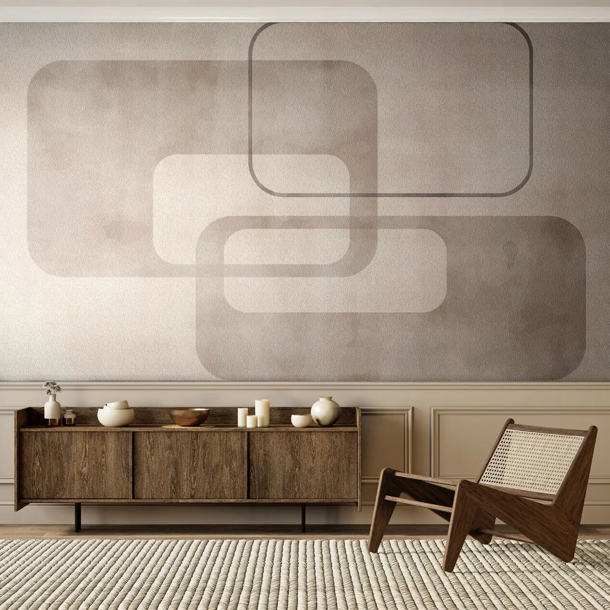 Fotobehang Premium Sand - Geometrische voeg - Vormen, Minimalisme, Helder - 100x70 cm