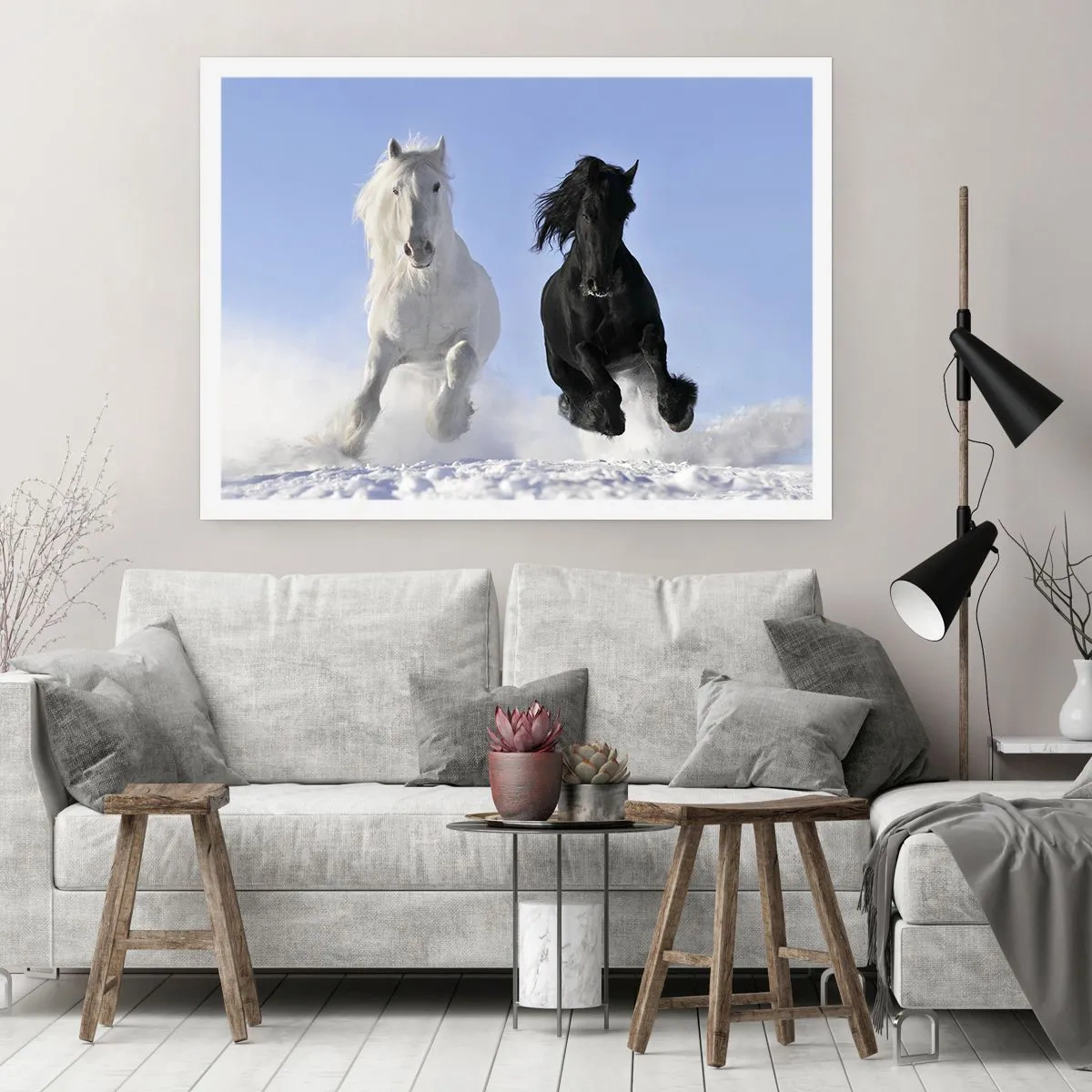 Poster - Zwart-wit galop - 50x40 cm